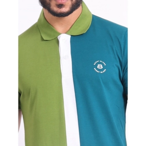 Generic Men's Casual Cotton Printed Polo Neck Half Sleeve T-Shirt (Multicolor)