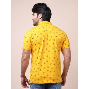 Generic Men's Casual Cotton Printed Polo Neck Half Sleeve T-Shirt (Turmeric)