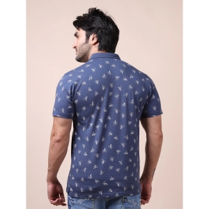 Generic Men's Casual Cotton Printed Polo Neck Half Sleeve T-Shirt (Blue)