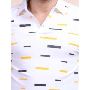Generic Men's Casual Cotton Printed Polo Neck Half Sleeve T-Shirt (White)