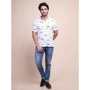 Generic Men's Casual Cotton Printed Polo Neck Half Sleeve T-Shirt (White)