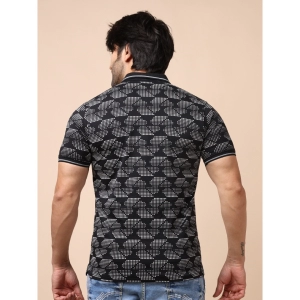 Generic Men's Casual Cotton Printed Polo Neck Half Sleeve T-Shirt (Black)
