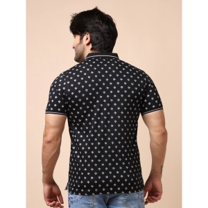 Generic Men's Casual Cotton Printed Polo Neck Half Sleeve T-Shirt (Black)