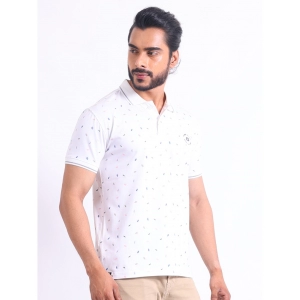 Generic Men's Casual Cotton Printed Polo Neck Half Sleeve T-Shirt (White)