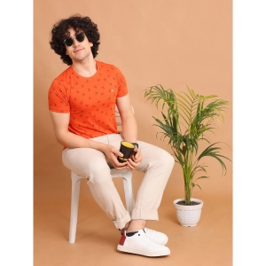 Generic Men's Casual Cotton Printed Round Neck Half Sleeve T-Shirt (Rust)