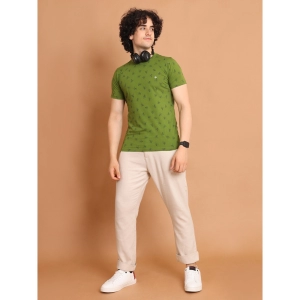 Generic Men's Casual Cotton Printed Round Neck Half Sleeve T-Shirt (Green)