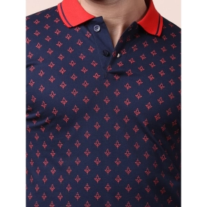 Generic Men's Casual Cotton Printed Polo Neck Half Sleeve T-Shirt (Navy)