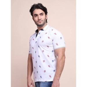 Generic Men's Casual Cotton Printed Polo Neck Half Sleeve T-Shirt (White)