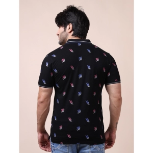 Generic Men's Casual Cotton Printed Polo Neck Half Sleeve T-Shirt (Black)