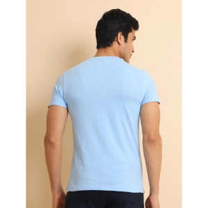 Generic Men's Casual Cotton Printed Round Neck Half Sleeve T-Shirt (Skyblue)