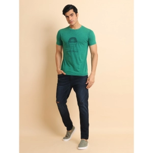 Generic Men's Casual Cotton Printed Round Neck Half Sleeve T-Shirt (Green)