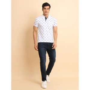 Generic Men's Casual Cotton Printed Polo Neck Half Sleeve T-Shirt (White)