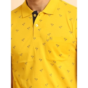 Generic Men's Casual Cotton Printed Polo Neck Half Sleeve T-Shirt (Yellow)