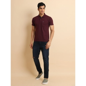 Generic Men's Casual Cotton Printed Polo Neck Half Sleeve T-Shirt (Wine)