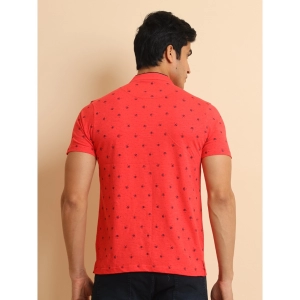 Generic Men's Casual Cotton Printed Mandarin Collar Half Sleeve T-Shirt (Red)