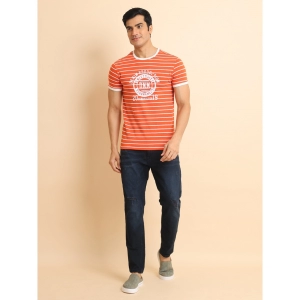 Generic Men's Casual Cotton Printed Round Neck Half Sleeve T-Shirt (Rust)