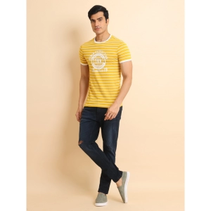 Generic Men's Casual Cotton Printed Round Neck Half Sleeve T-Shirt (Mustard)