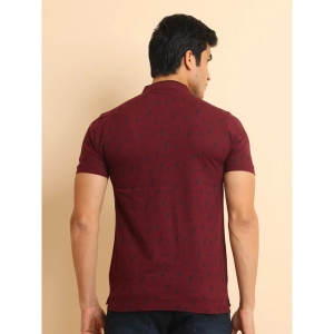 Generic Men's Casual Cotton Printed Mandarin Collar Half Sleeve T-Shirt (Plum)