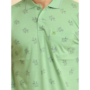 Generic Men's Casual Cotton Printed Polo Neck Half Sleeve T-Shirt (Light Green)