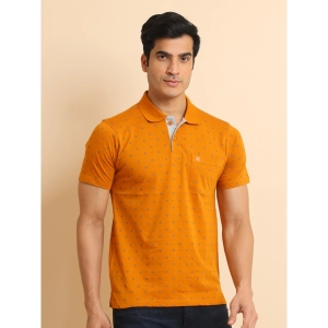 Generic Men's Casual Cotton Printed Polo Neck Half Sleeve T-Shirt (Brown)