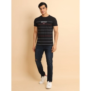 Generic Men's Casual Cotton Printed Round Neck Half Sleeve T-Shirt (Black)