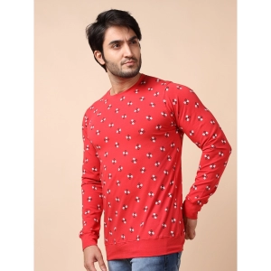 Generic Men's Casual Cotton Printed Round Neck Full Sleeve T-Shirt (Red)