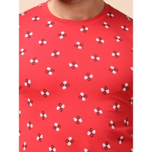 Generic Men's Casual Cotton Printed Round Neck Full Sleeve T-Shirt (Red)