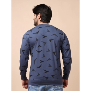 Generic Men's Casual Cotton Printed Round Neck Full Sleeve T-Shirt (Blue)