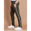 Men's Casual Cotton Striped Full Length Track Pant (olive)