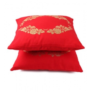Generic Pack Of_2 Cotton Printed Cushion Cover Sets (Orange, Size: 16x16 In)