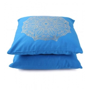 Generic Pack Of_2 Cotton Printed Cushion Cover Sets (Blue, Size: 16x16 In)