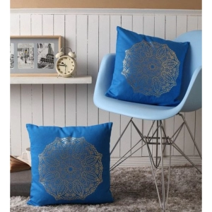 Generic Pack Of_2 Cotton Printed Cushion Cover Sets (Blue, Size: 16x16 In)