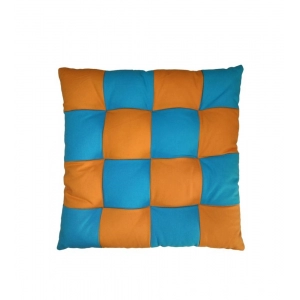Generic Cotton Blended Solid Chair Cushions (Beige & Orange, Size: 16x16 In)