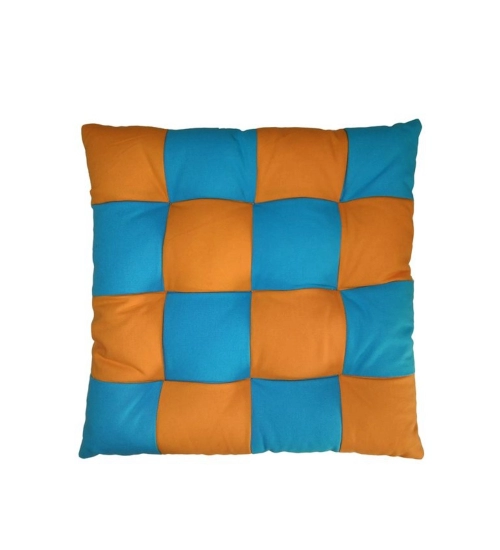 Cotton Blended Solid Chair Cushions (Beige & Orange, Size: 16x16 In)