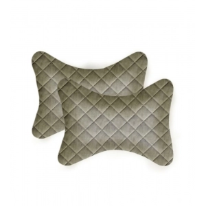 Generic Pack Of_2 Wonder Foam Checked  Bone Neck Pillow (Grey, Size: 7x11 In)