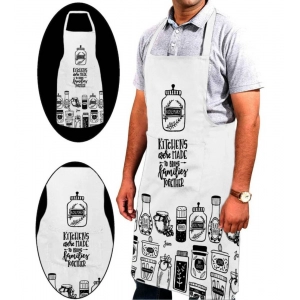 Generic Cotton Printed Aprons (Black & White, Size: 24x31 In)