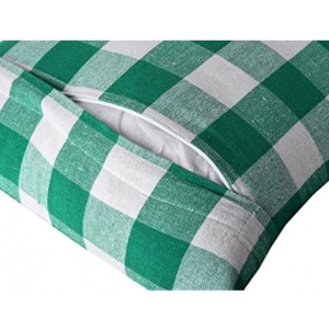 Generic Pack Of_4 Cotton Checkered Cushion Cover With Pom Pom (Green, Size: 16x16 In)