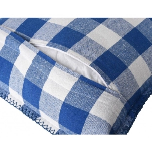 Generic Pack Of_2 Cotton Checkered Cushion Cover With Blanket Stitch (Blue, Size: 18x18 In)