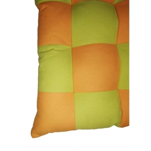 Generic Cotton Blended Solid Chair Cushions (Green & Mustard, Size: 16x16 In)