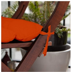 Generic Cotton Blended Solid Chair Cushions (Orange, Size: 16x16 In)