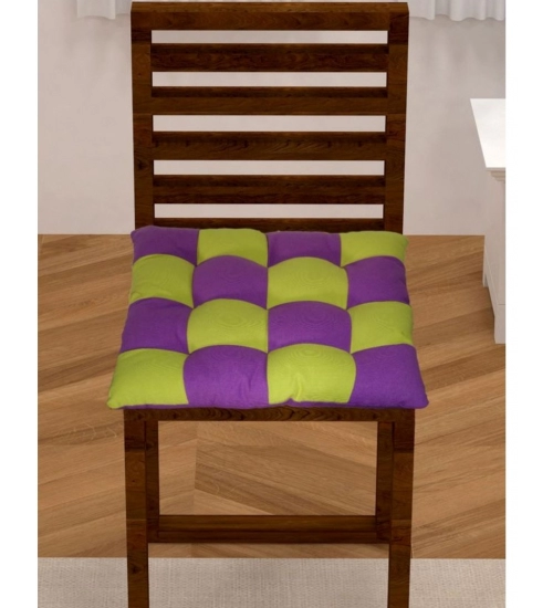 Cotton Blended Solid Chair Cushions (Purple & Green, Size: 16x16 In)