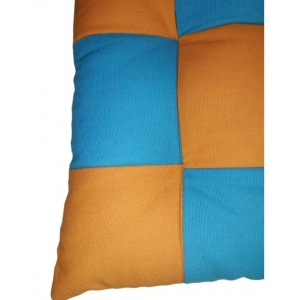 Generic Cotton Blended Solid Chair Cushions (Beige & Orange, Size: 16x16 In)