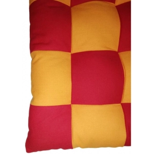 Generic Cotton Blended Solid Chair Cushions (Red & Yellow, Size: 16x16 In)