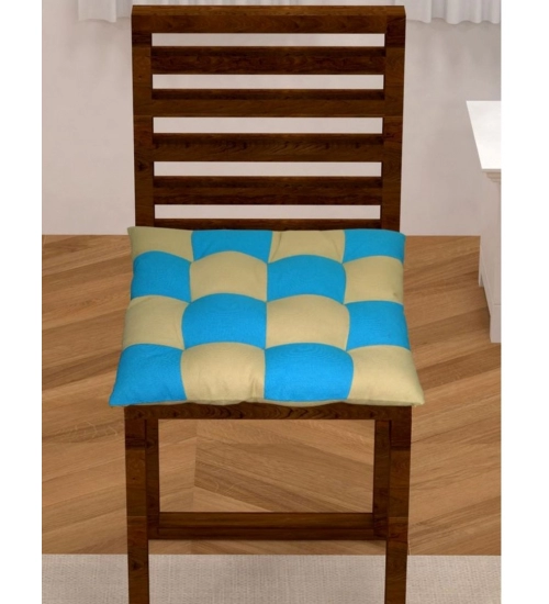 Cotton Blended Solid Chair Cushions (Rama & Beige, Size: 16x16 In)