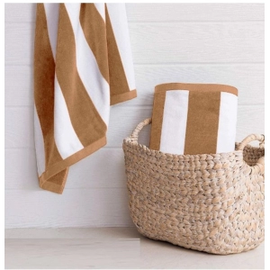 Generic Cotton Striped Bath Towels (Beige & White, Size: 36x71 In)