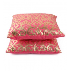 Generic Pack Of_2 Cotton Printed Cushion Cover Sets (Red, Size: 16x16 In)