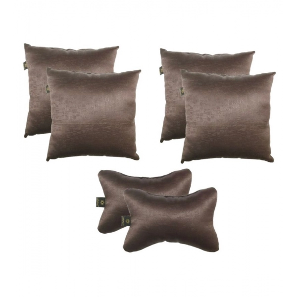 Dropship Pack Of_6 Polyester Solid Car Pillow Sets (Grey, Size: 12x12 In)