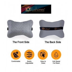 Generic Pack Of_2 Velvet zig zag Bone Neck Pillow (Grey, Size: 6x10 In)