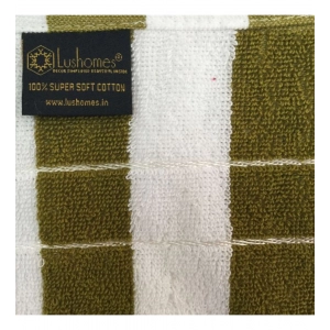 Generic Cotton Striped Bath Towels (Green & White, Size: 30x59 In)