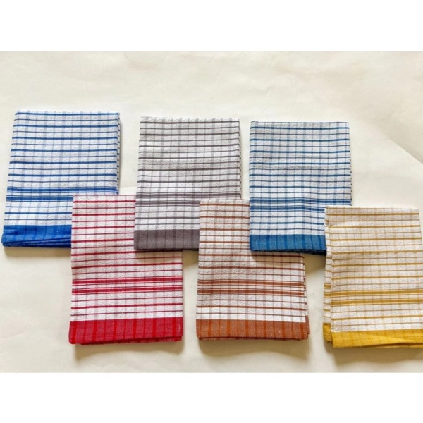 Dropship Pack Of_6 Cotton Checkered Kitchen Towel Sets (Multicolor, Size: 18x28 In)